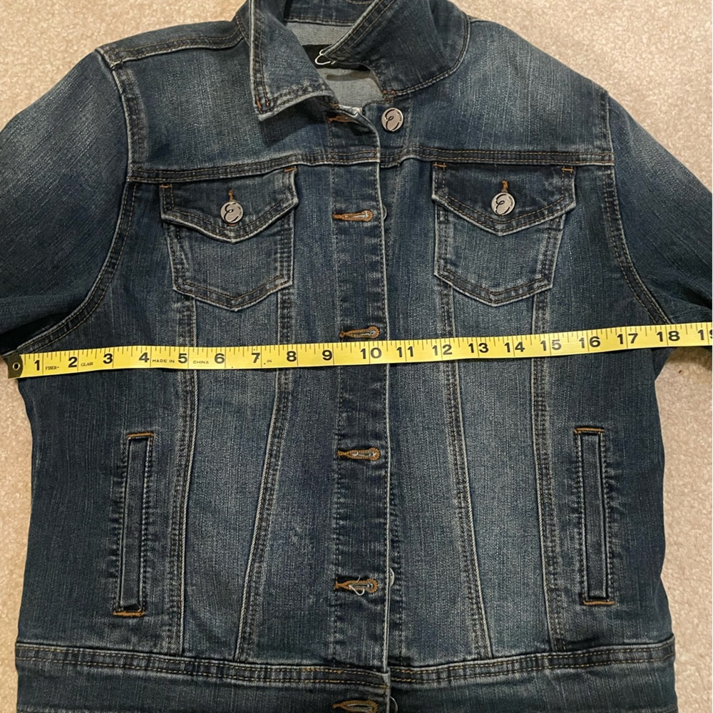 Earl Jeans Dark Blue Denim Jacket with Red & Green Floral Embroidery - Picture 6 of 7